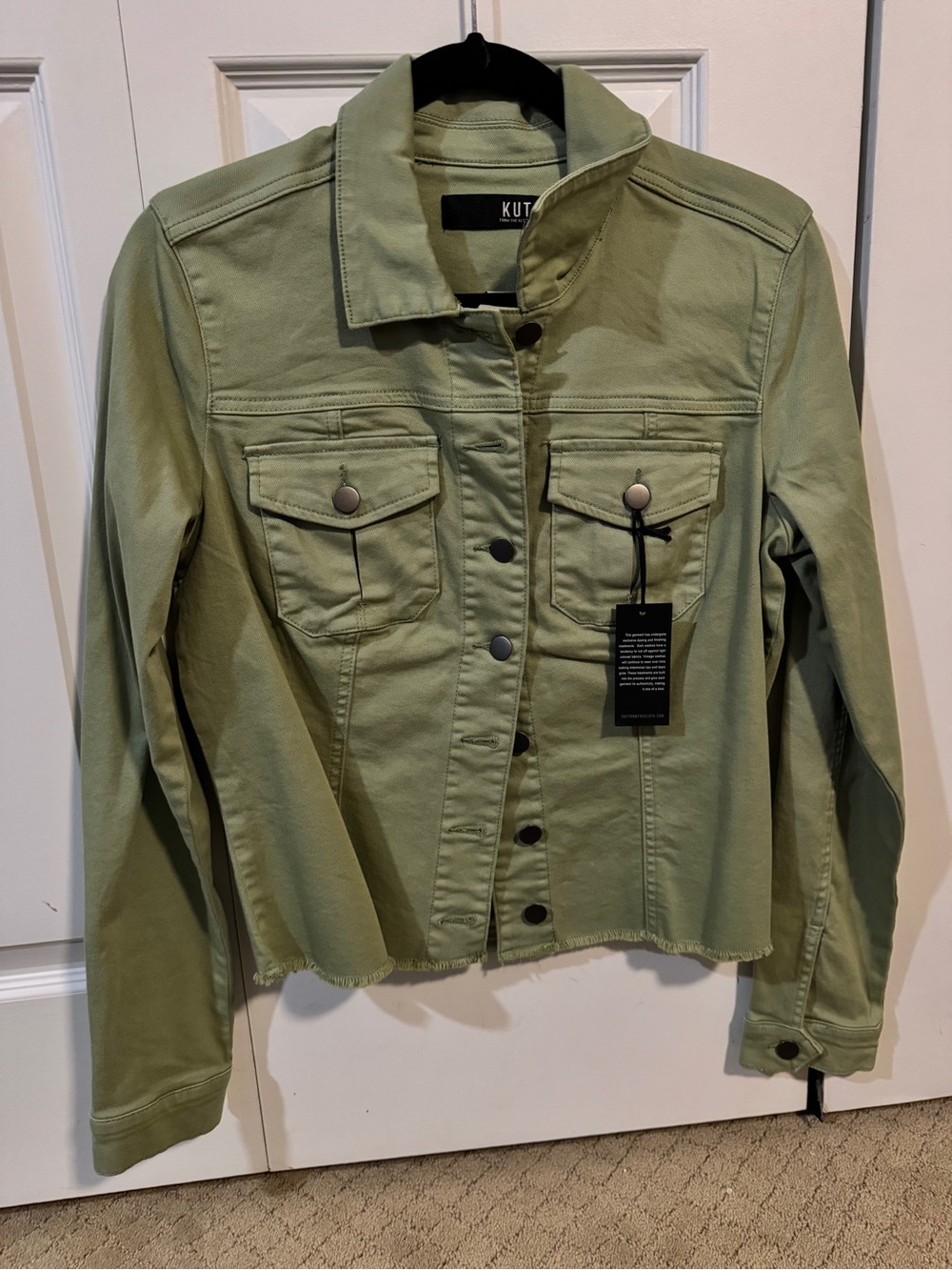 Kut from the Kloth Light Olive Cropped Utility Jacket